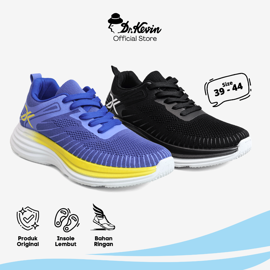 Dr. Kevin Sepatu Sport Pria Men Sneakers Sekolah Flyknit Tali 889-092