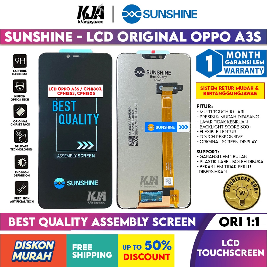 LCD Touchscreen Oppo A3S CPH1803, CPH1853, CPH1805 Complete Fullset Original