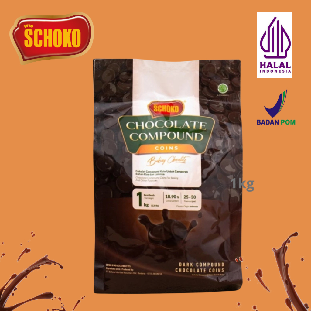 

SCHOKO Dark Compound Chocolate Coin - 1 Kg / Coklat Bentuk Koin