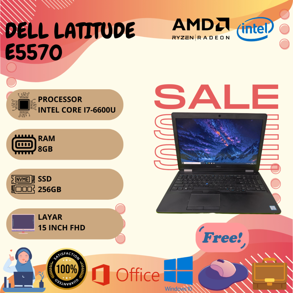 DELL Latitude E5570 Intel Core i7-6Gen AMD RADEON R7 M360 FHD Win 10 Bergaransi