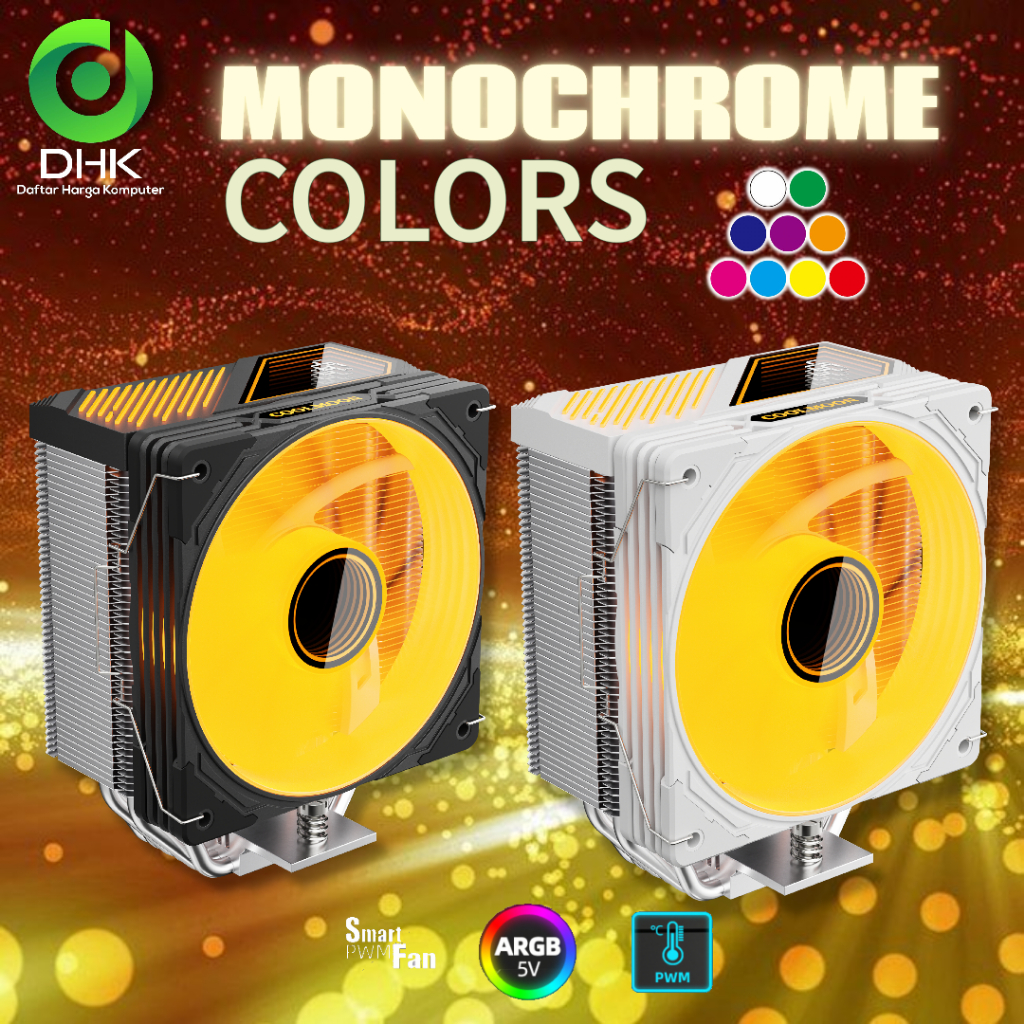 Mikhaeladsport Coolmoon Cpu Cooler Gt600 Argb Digital Temperatur Display Fan Prosesor