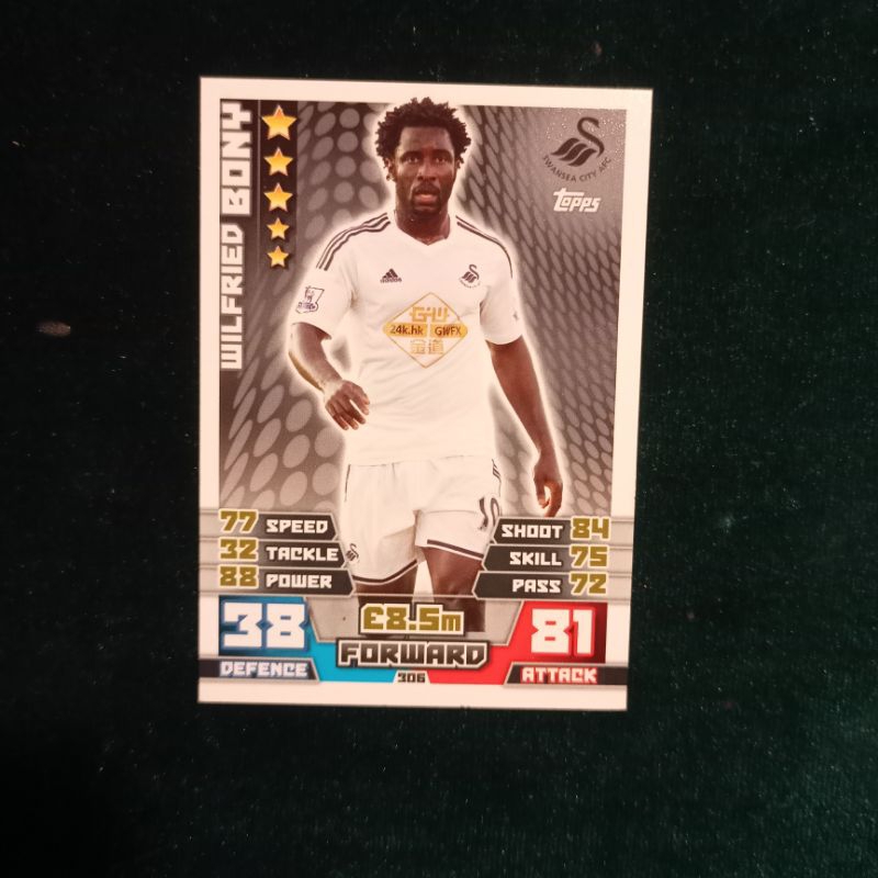 Kartu Bola Swansea City AFC TOPPS WILFRIED BONY