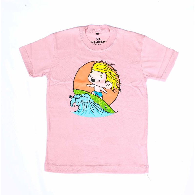 kaos anak surfing pink brandjhons anak laki-laki perempuan unisex