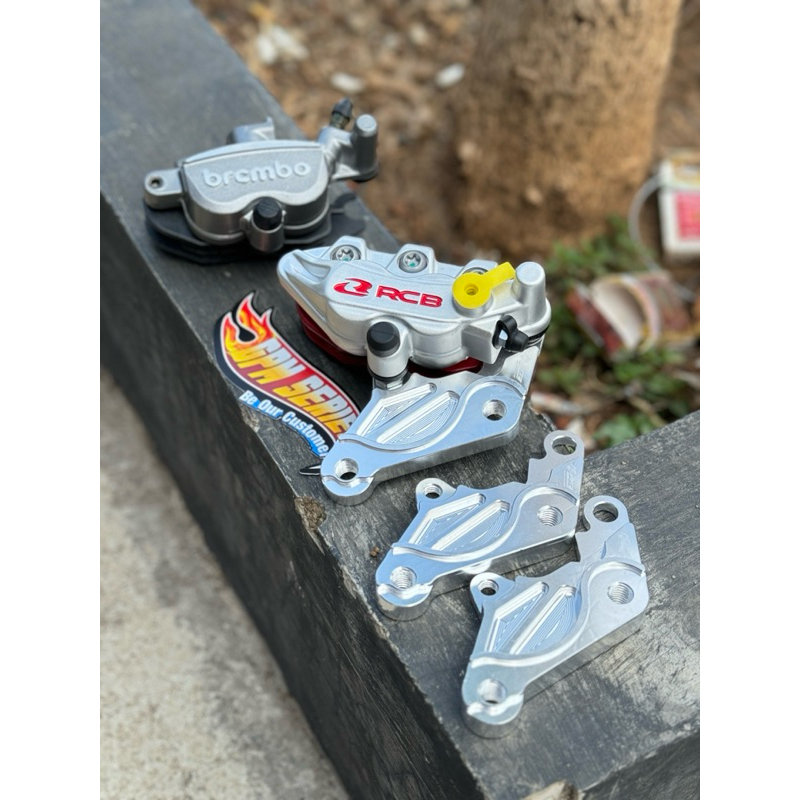 dudukan / breket pangkon kaliper cnc bilet ukuran 300mm RCB S series 2P buat shock Fiz R / KYB / jup