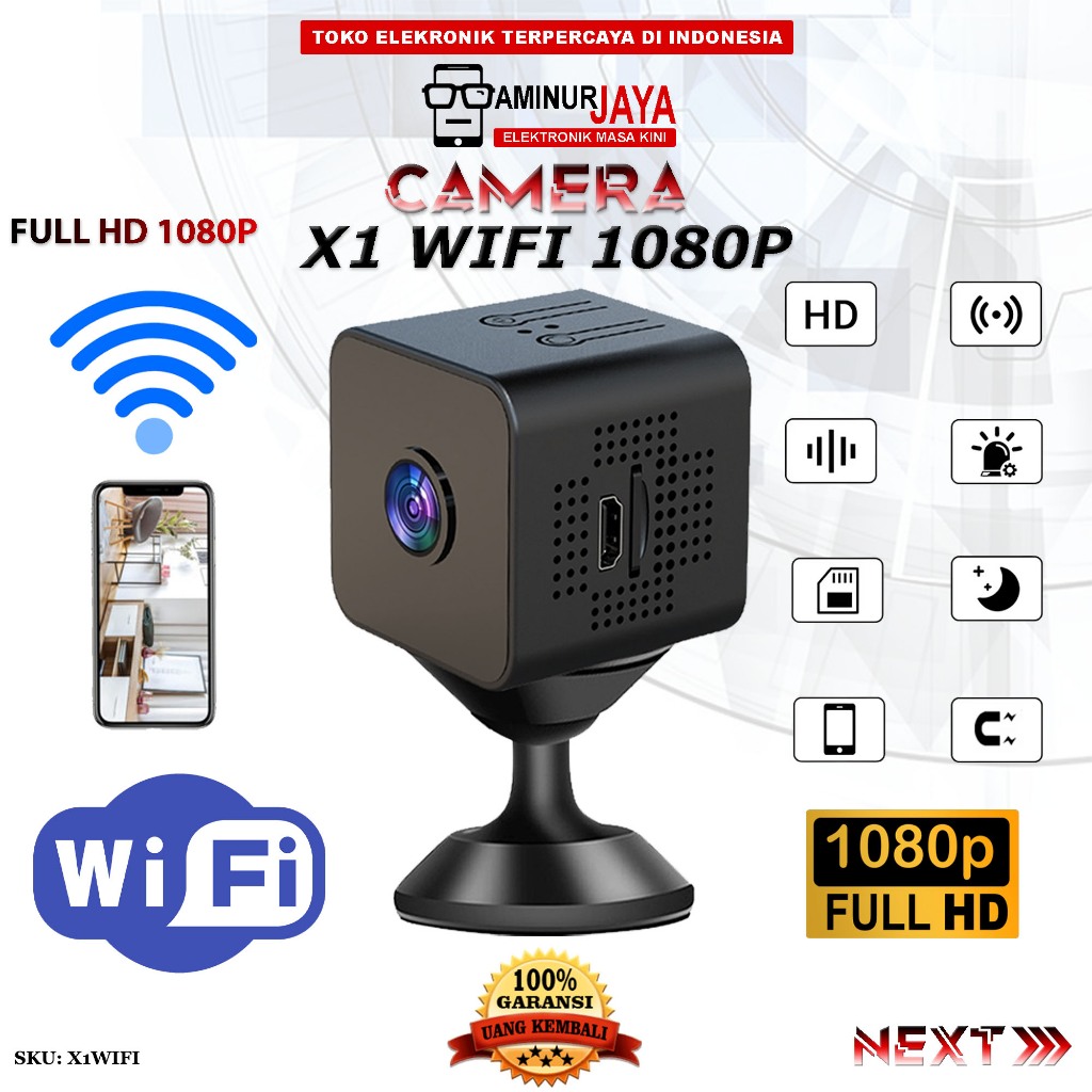 Kamera Mini Mata Mata X1 Wifi Full HD 1080P Kamera Mata Mata Pengintai Tersembunyi Kontrol Monitorin