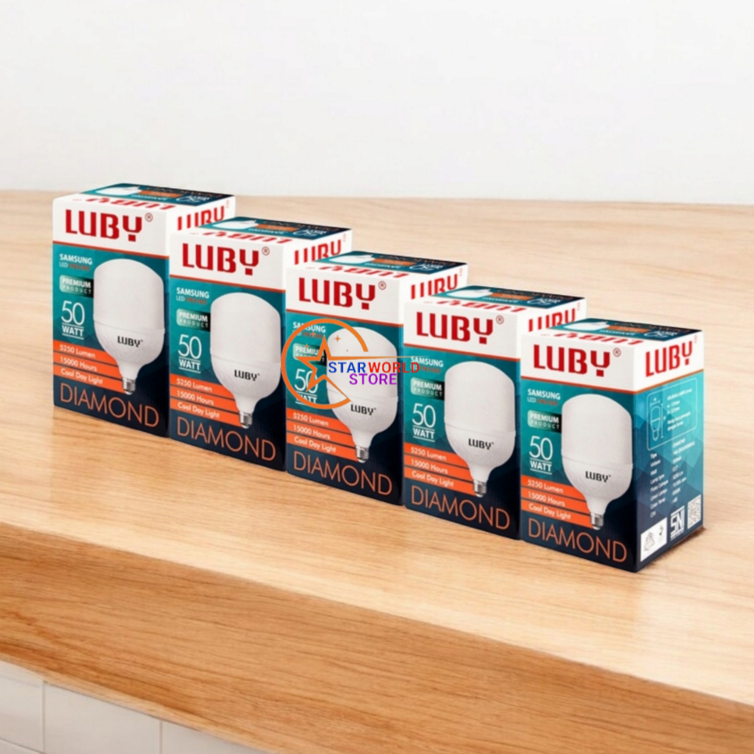 Paket 5 Pcs LUBY Diamond Lampu Bohlam LED 50 Watt / Paket Hemat 5 Pcs Lampu LED LUBY Diamond 50W