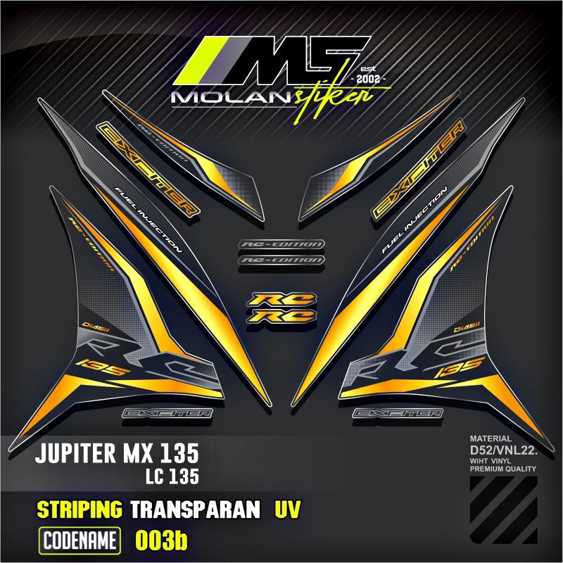 Decal Sticker Striping Variasi Transparan Uv Jupiter Mx 135 New 2011-2016 NJMX Yamaha Lc 135  Excite