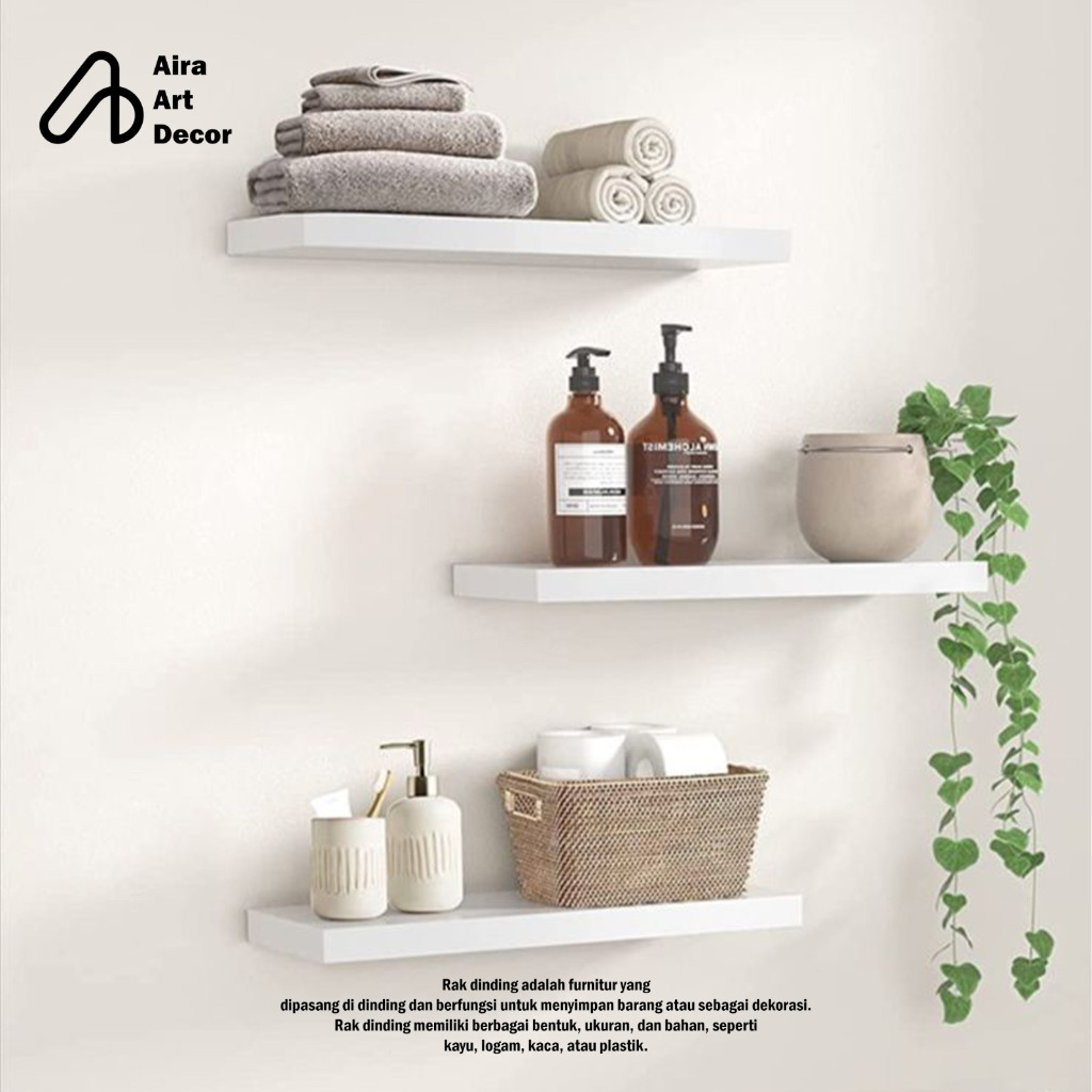 AIRA - Rak Dinding Kayu Satu Set Tempel Dinding Rak Serbaguna Aesthetic