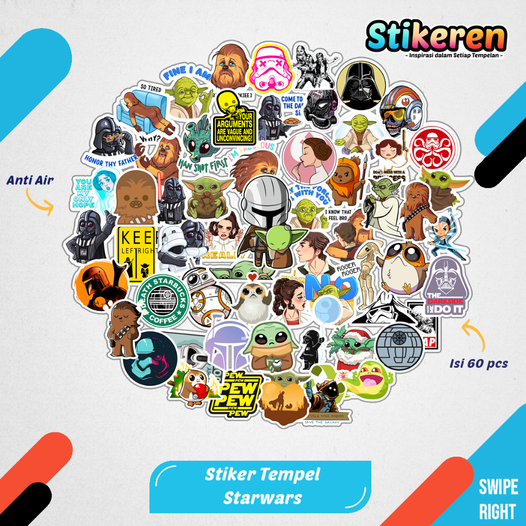 

Stiker Starwars Film Paper Vinyl Dekorasi Laptop Koper Tumbler Kulkas DIY