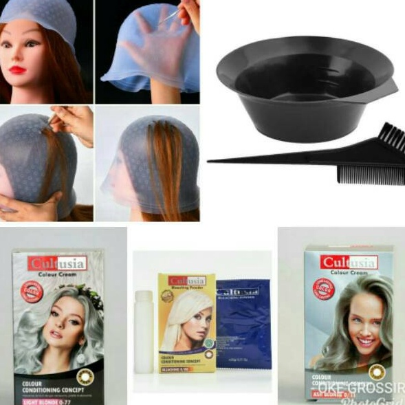 af Terupdate highlight alat untuk mewarnai rambut megicap karet cat semir bleaching ash blonde light