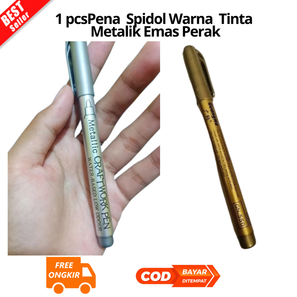 

[JIB] BAYAR DI TEMPAT Perak / Metallic Craftwork /Pena / Spidol Warna / Tinta Metalik Emas / Scrapbook Pen / Paint Marker GN-550 Gold / Silver