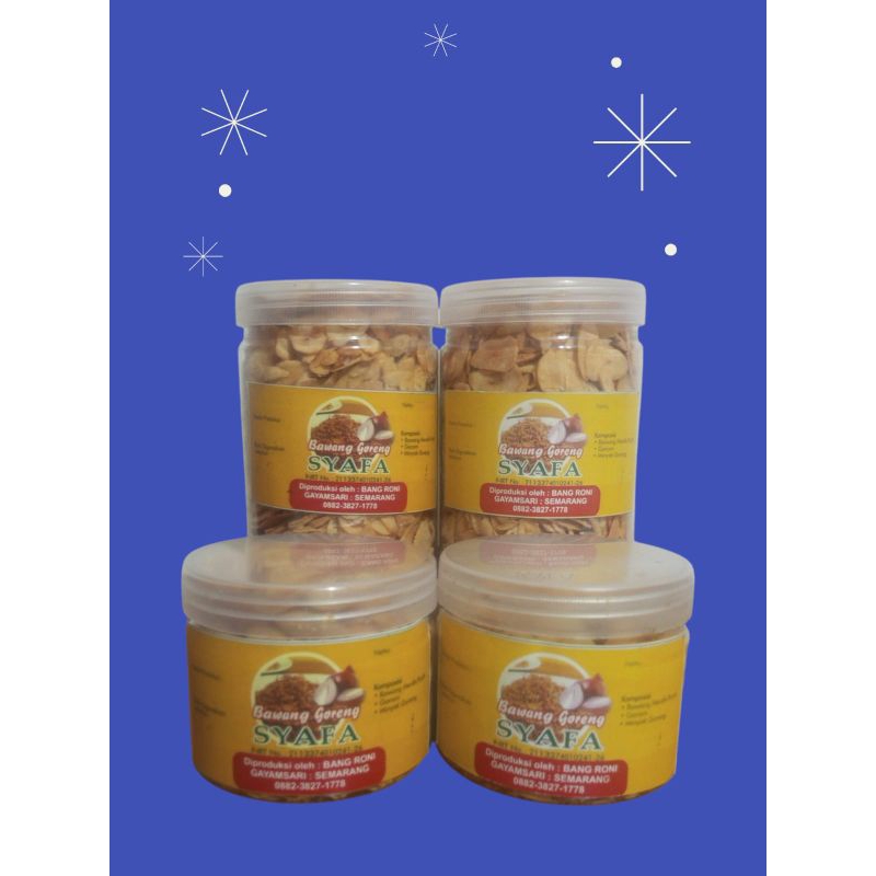 

100%asli bawang goreng Syafa 1/4 ons dan 1,5 ons enakk dan ( peremiun)