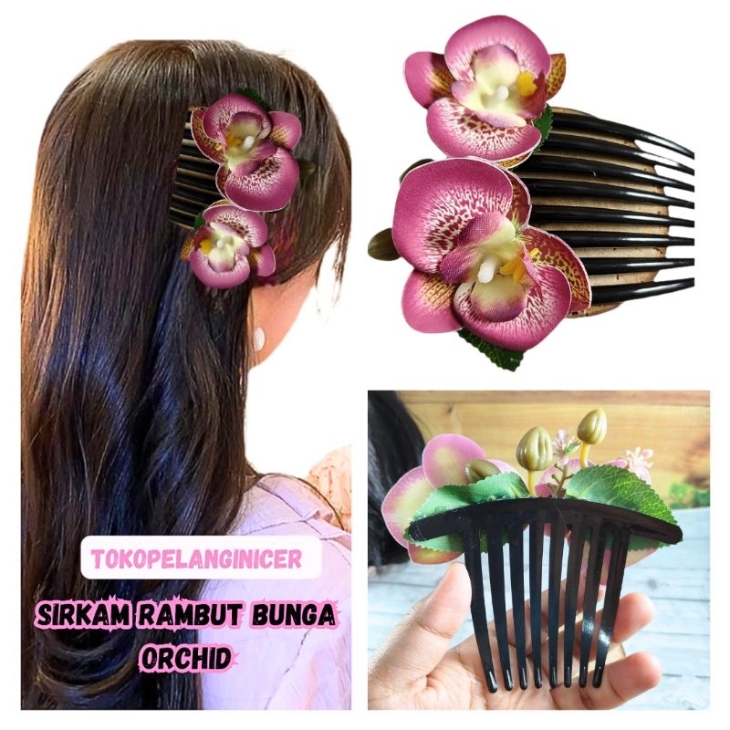 Orchid Hair clip- SIRKAM BUNGA Anggrek Double kekinian Tokopelanginicer- Sirkam Rambut Bunga Orchid-