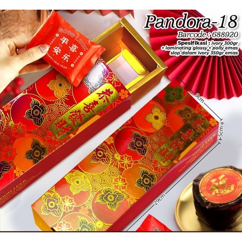 

Box Imlek Chinese New Year Nastar Taiwan /Cookies / Lapis Gulung Pandora 18 (29x9x5) 4 PCS