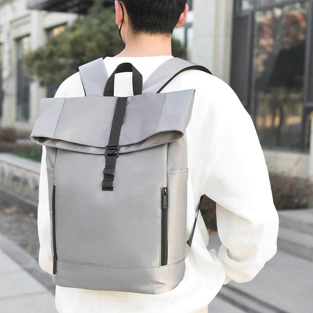 LANGFORD BAG TAS RANSEL SEKOLAH KULIAH KERJA CEWEK COWOK HITAM DAN ABU POLOS BAHAN CORDURA/BIMO