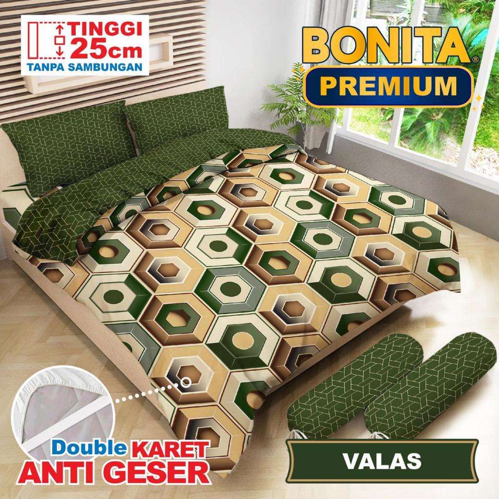 BONITA Set Bedcover + Sprei Fitted Flat 180x200 / 160x200 Tinggi 20 Cm