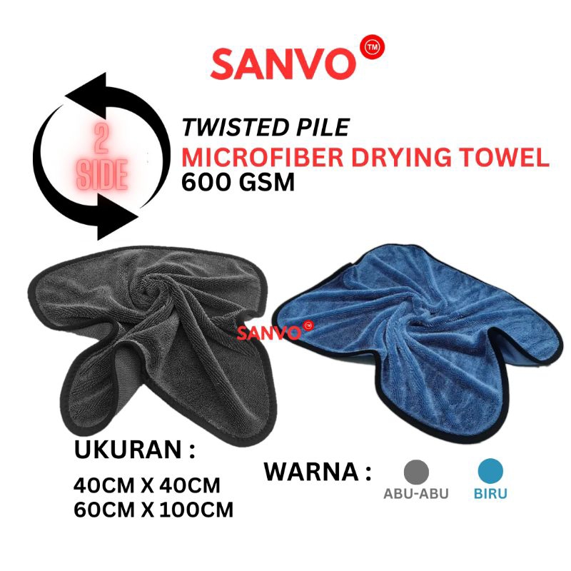 Kain Lap Microfiber TWISTED PILE 600GSM / Microfiber Drying Towel 600 GSM 1 SIDE