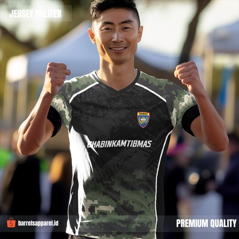 Kaos Jersey Polisi Bhabinkamtibmas Hitam Loreng Motif Abstrak 14 - Jersey Custom Olahraga Full Print