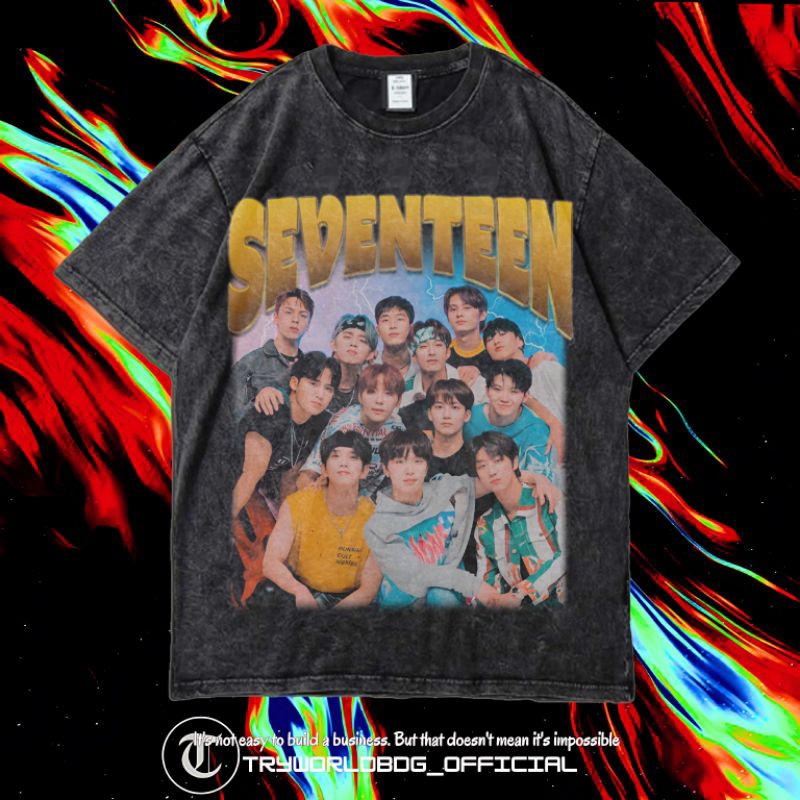 TRYWORLDBDG OFFICIAL "SEVENTEEN" KAOS OVERSIZED | KAOS WASHED | STONE WASH | OVERSIZED T SHIRT | KAO