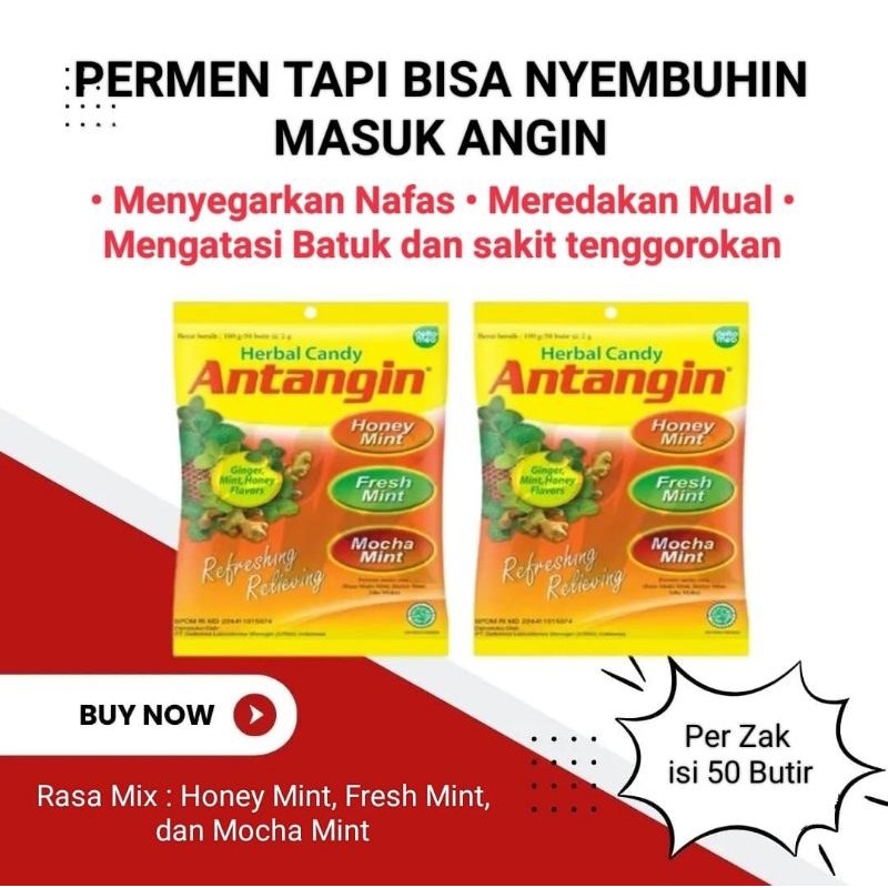 

Permen Antangin Bag isi 50 butir rasa Mix anti mual masuk angin