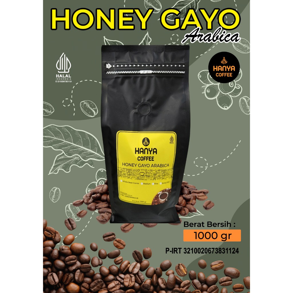 

Kopi Honey Arabika premium process roasted beans 1000 gram - Hanya Coffee