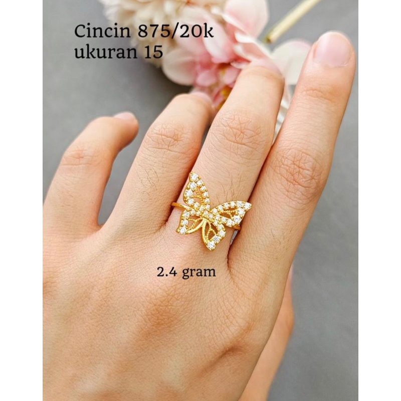 Cincin kupu2 emas asli kadar 875