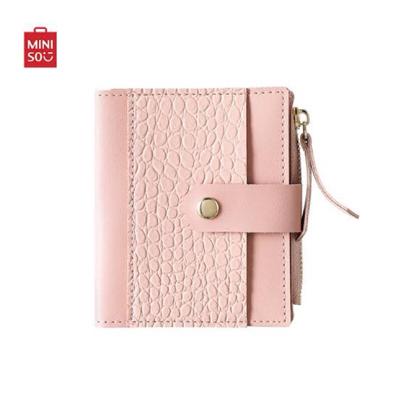 MINISO Women’s Short Animal Pattern Wallet with Zipper Pink / Dompet Kartu Wanita