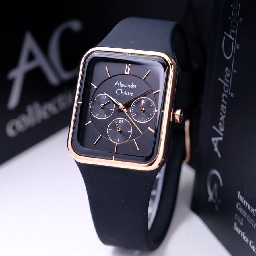 JAM TANGAN WANITA ALEXANDRE CHRISTIE AC 2744 AC2744 BLACK ROSEGOLD ORIGINAL