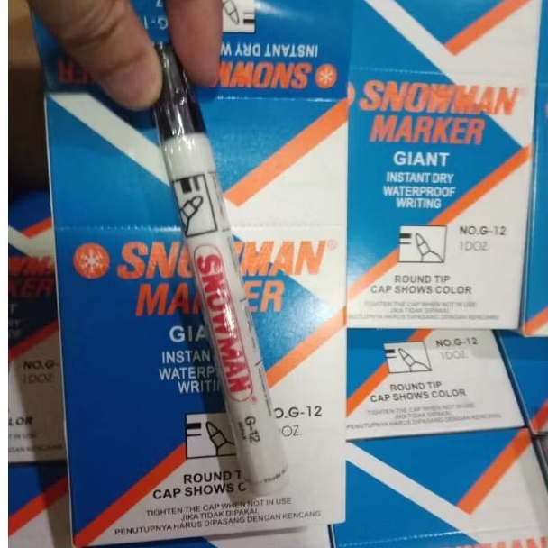

Spidol snowman permanen G12 warna hitam 1 kotak 12pcs