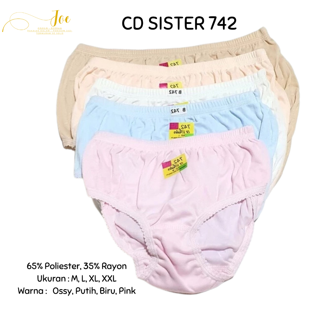 ISI 3 / CD SISTER 742 JUMBO Wanita Karet Biasa / Pakaian Dalam Wanita
