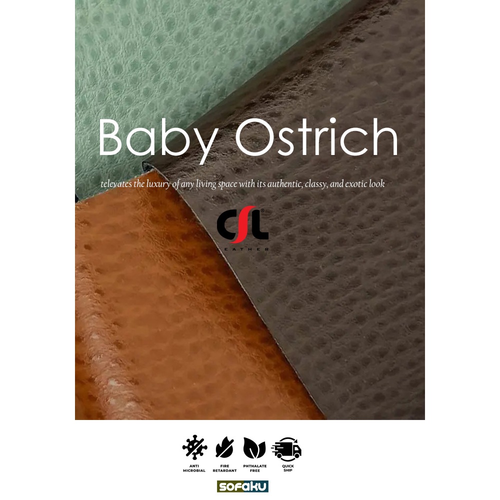 𝐒𝐎𝐅𝐀𝐊𝐔 : BABY OSTRICH CSL Lederhaus Exotic Animal Series Leather Indoor Bahan Kulit Hotel Bintang Li