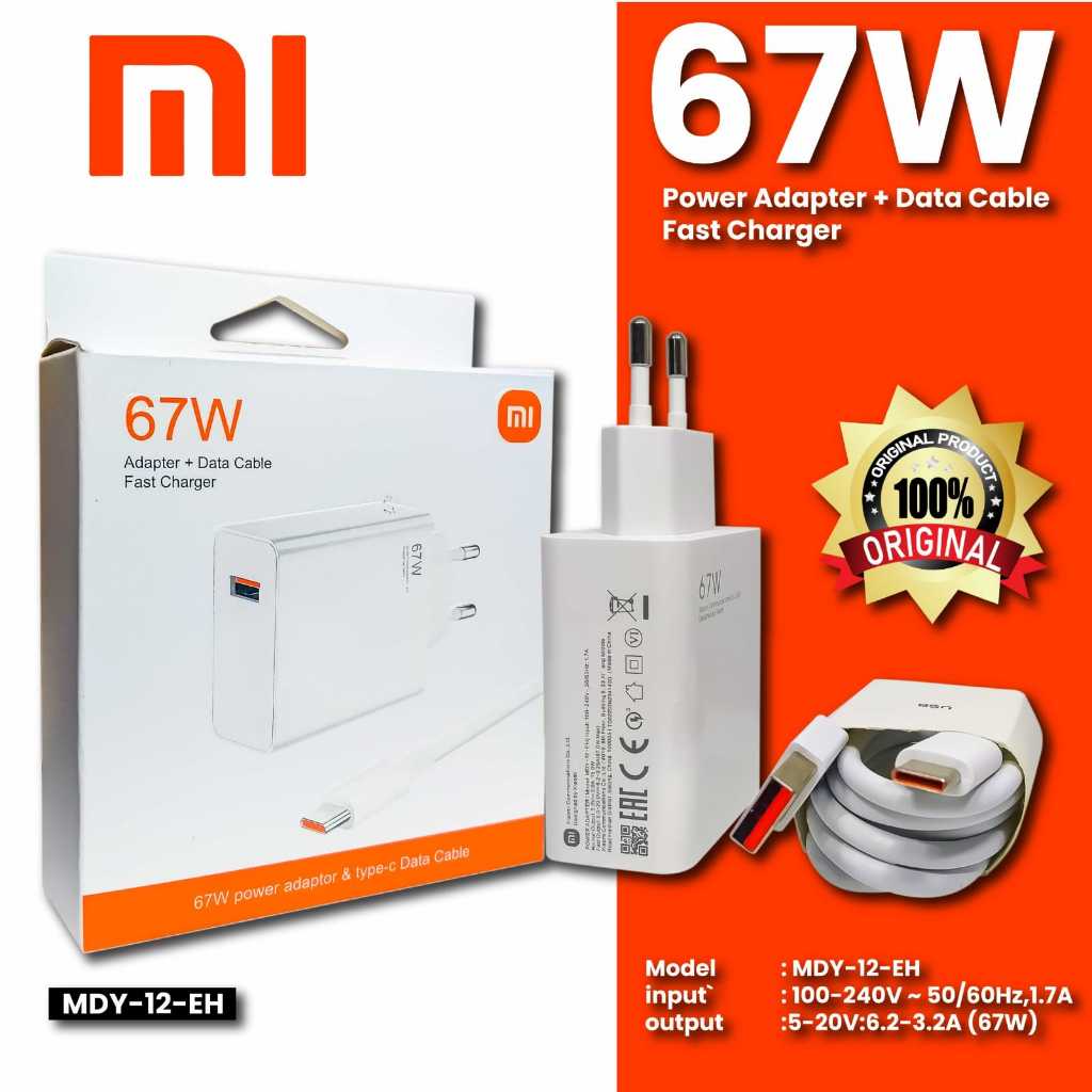 (ECER & GROSIR) TC 100% Xiaomi 67W/MDY-12-EU / TYPE C Turbo White Pack