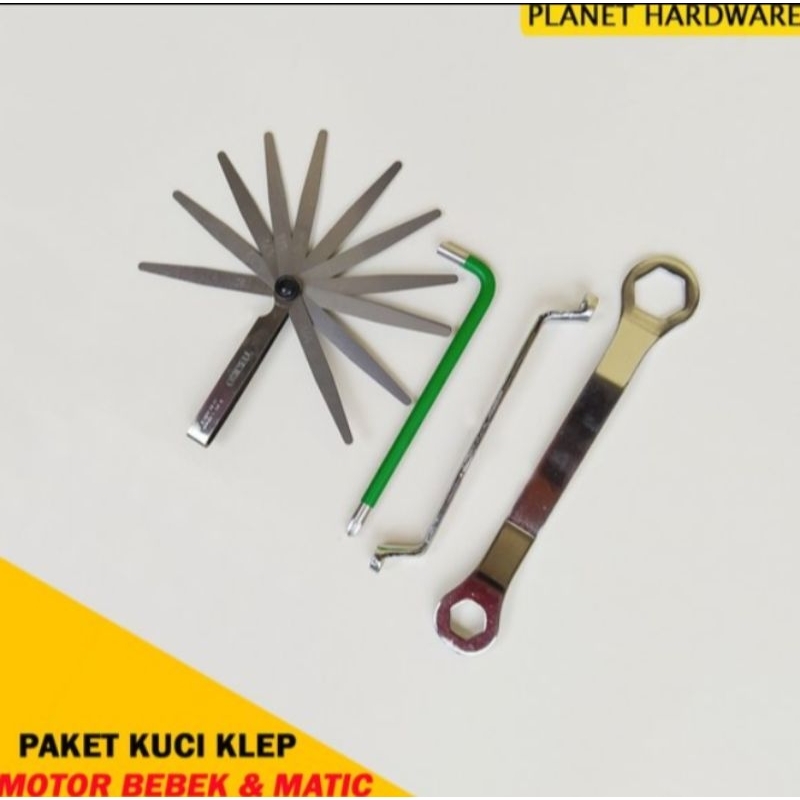 Paket lengkap Kunci Setel Stel Klep Mesin Motor Bebek dan Matik Matic Fuller Gauge Tekiro 13 blade p