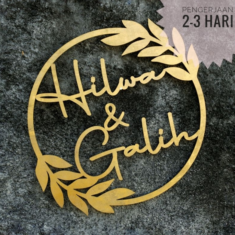 Backdrop Dekorasi Nama Kayu Lamaran Tunangan Rustic Hexagonal Custom Tulisan