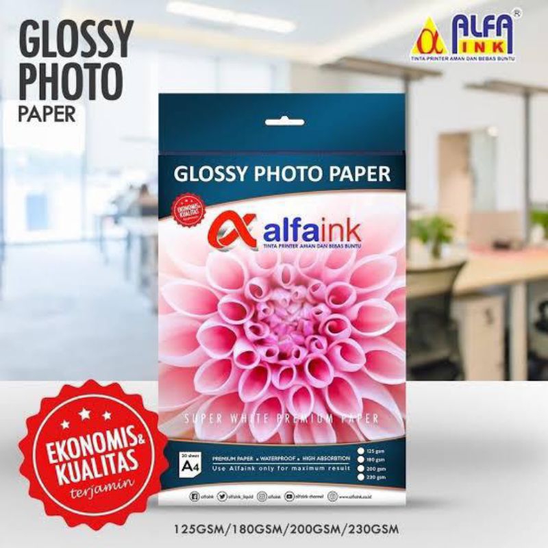 Alfaink Glossy Photo Paper 125gsm/180gsm/230gsm