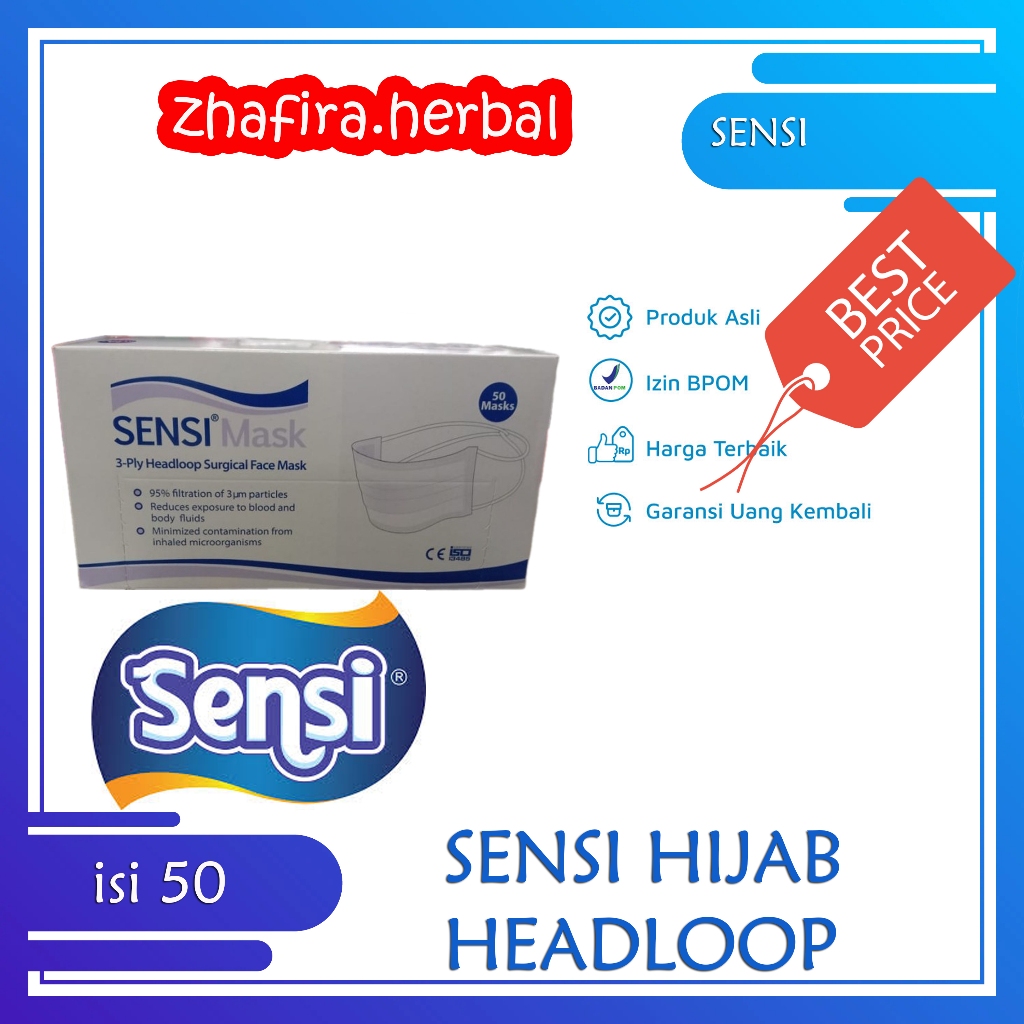 SENSI Headloop / SENSI Hijab Masker isi 50 pcs