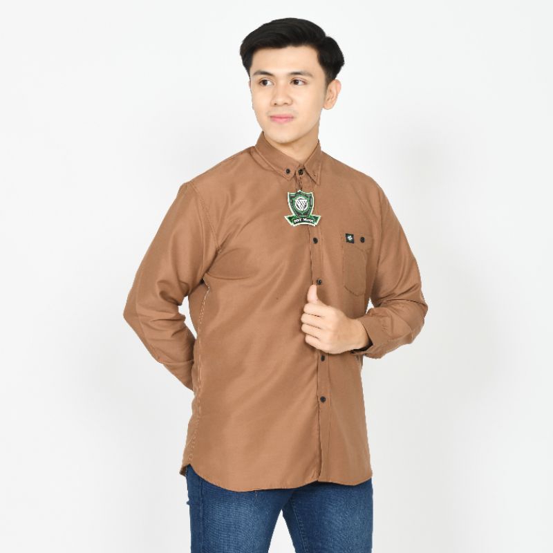 Mocca kemeja polos pria lengan panjang kemeja formal casual pria mocca / milo