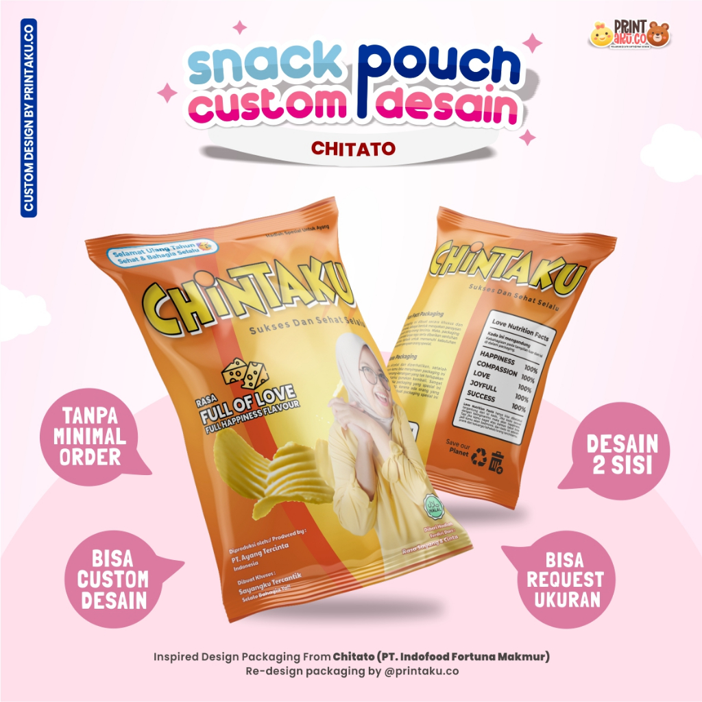 

Bungkus Kado Custom | Snack Custom Foto Teks Bungkus Kado Pouch Jumbo | Series Chitato Keju