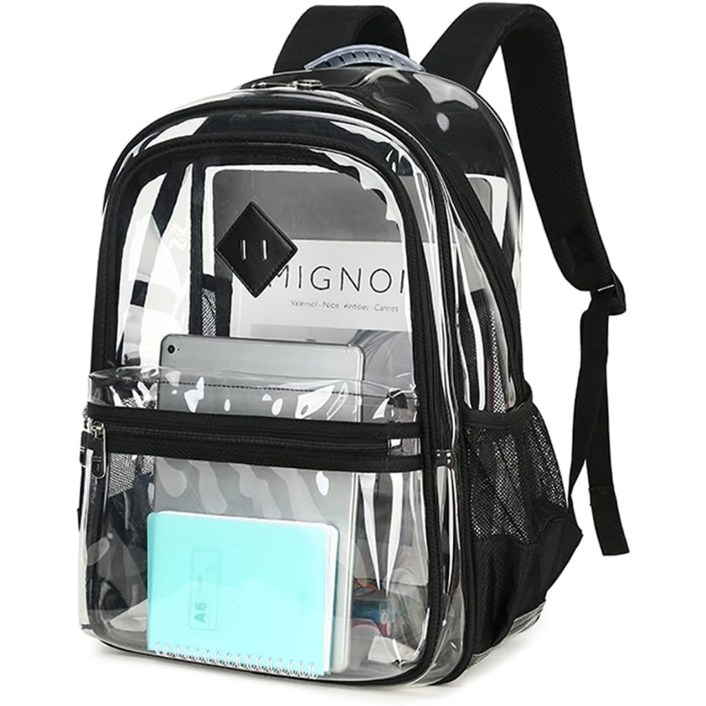 Tas Ransel Bening untuk Sekolah, Tiga Kompartemen Tas Buku Bening Tugas Berat Tas Ransel Transparan 
