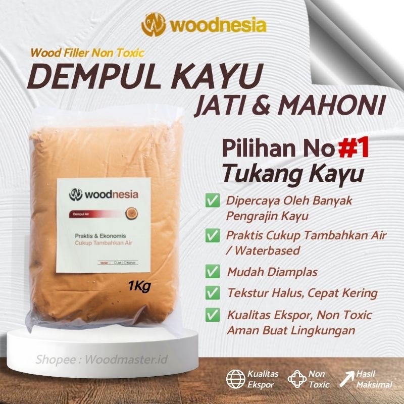 Dempul Kayu Jati Mahoni 1 KG Woodnesia Pakai Air