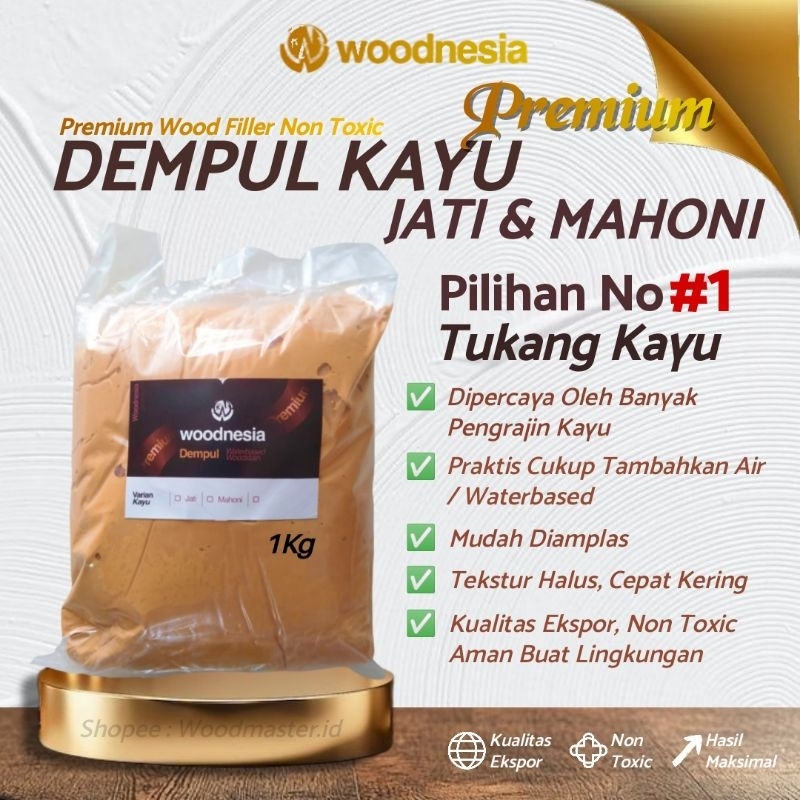 Dempul Air Dempul Kayu Woodnesia Premium Kayu Jati Mahoni 1kg Waterbased