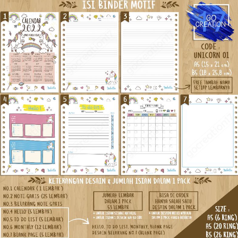 

Buku Planner isi Kertas Binder Motif Unicorn 1 Premium A5 ring 2 dan A5 ring 6 GNYYN749