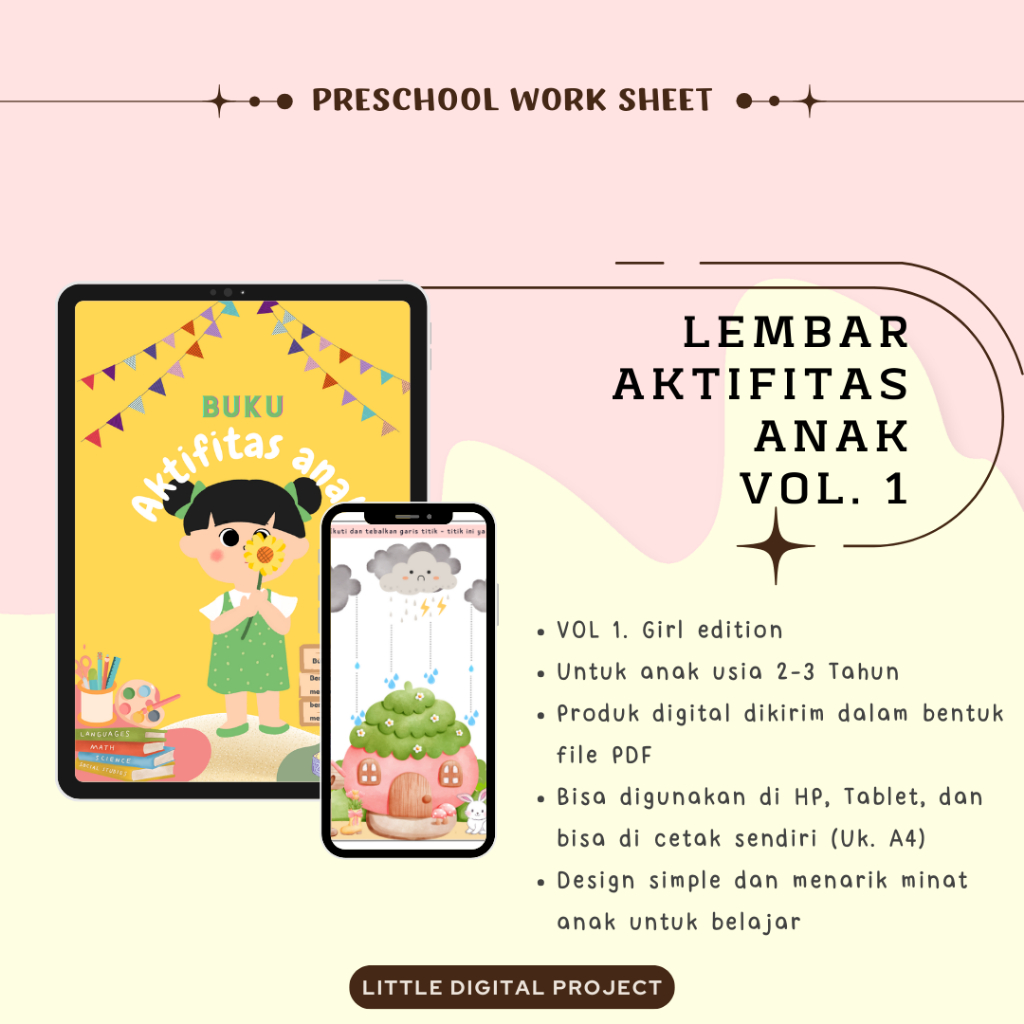 LEMBAR AKTIFITAS ANAK / PRESCHOOL WORKSHEET / BUKU AKTIVITAS PERTAMAKU (PDF)