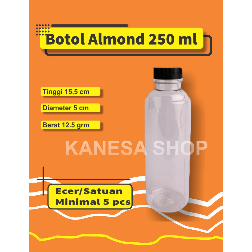 Botol Plastik ALMOND 250ml  Free Packing Kardus / Botol Almond 250ml / Botol Plastik 250ml