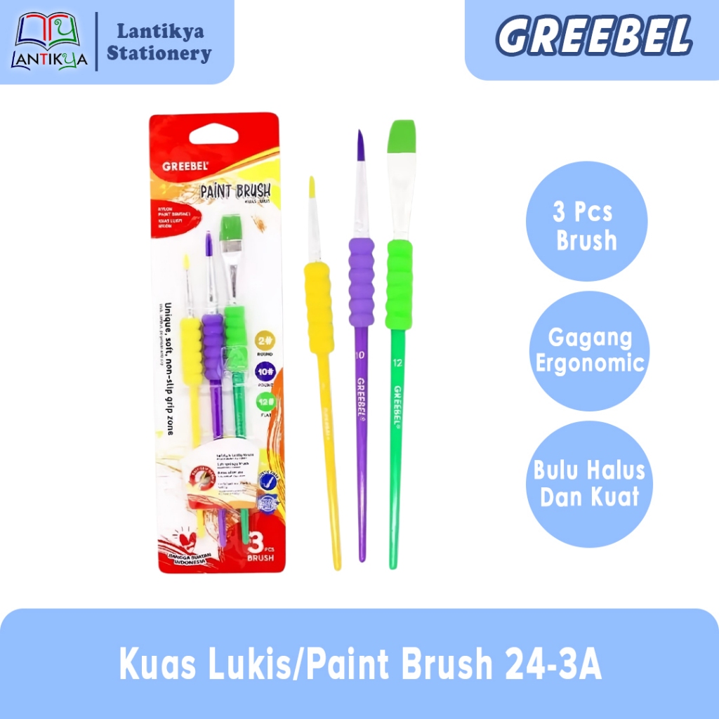 

GREEBEL Kuas Lukis Brush Paint Set / Kuas Lukis 24-3A