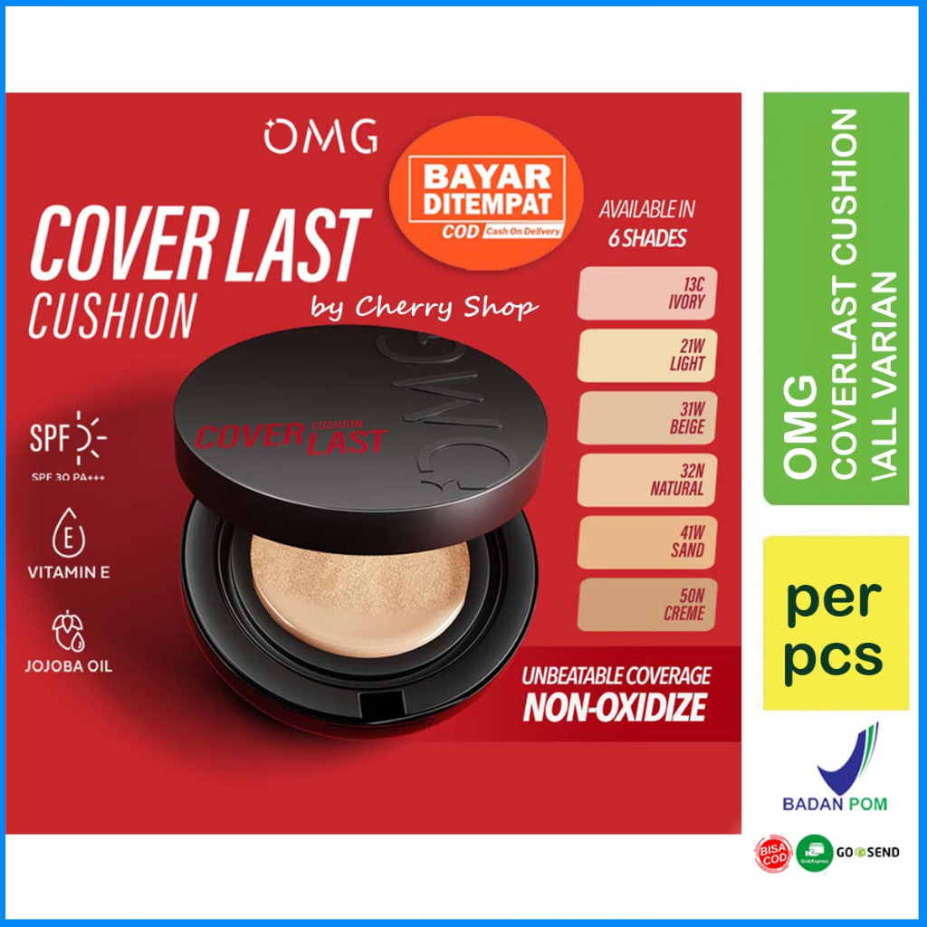 OMG Oh My Glam Coverlast Cushion 15g - Cushion Foundation Concealer Skin Tint Make Up - High Coverag