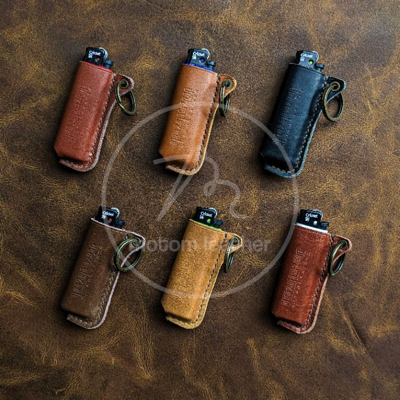 cricket case leather lighter sarung kulit sapi asli handmade jahit tangan include cricket