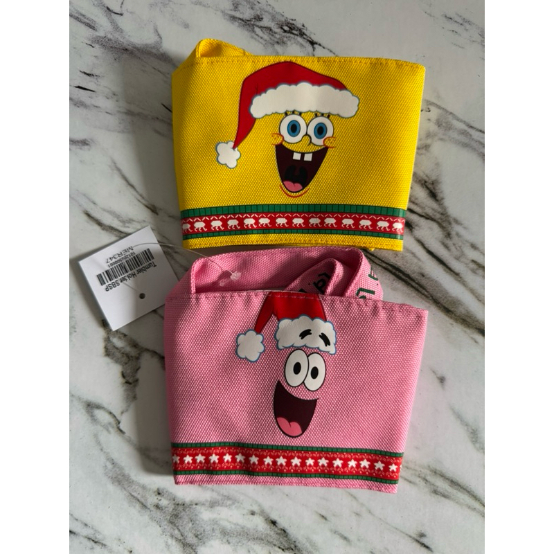 Tumbler Holder Cup Starbucks + Spongebob (Paket Isi 2 Warna Kuning Spongebob & Pink Patrick)