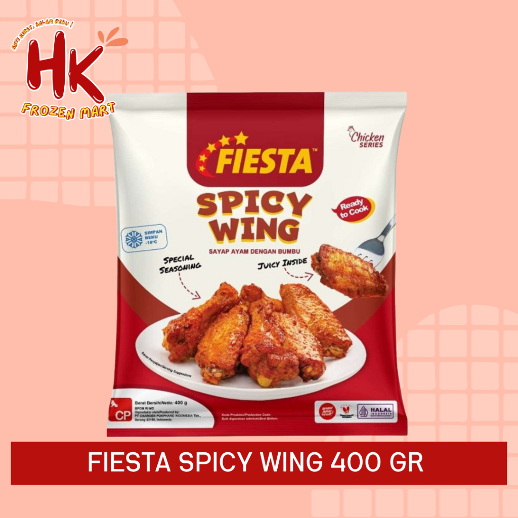 

Fiesta Spicy Wings 400gr KEMASAN BARU | chicken wing sayap ayam berbumbu HK Frozen Mart