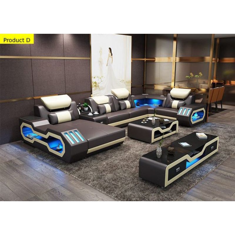 Sofa ruang tamu LED bahan kulit MBTech